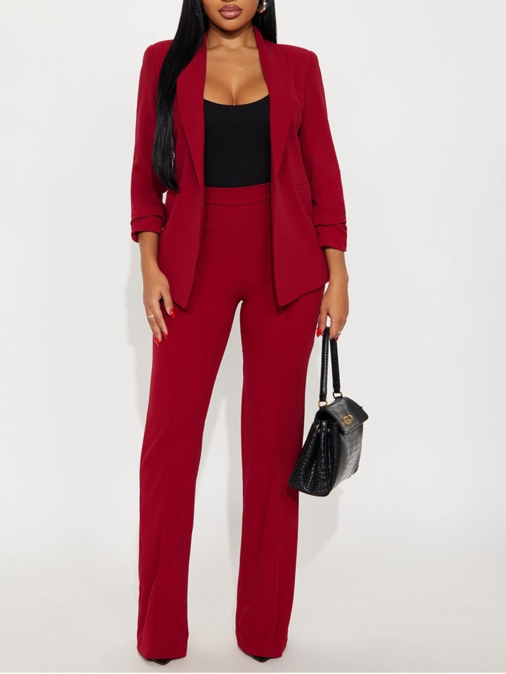 Fashion Nova Red High Waisted Dress Pants- M